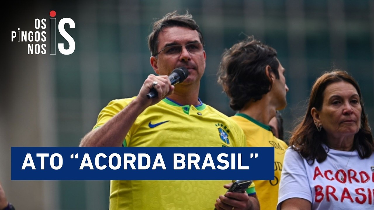 Flávio Bolsonaro fala em “não aguentar mais quatro anos de PT” durante ato em São Paulo