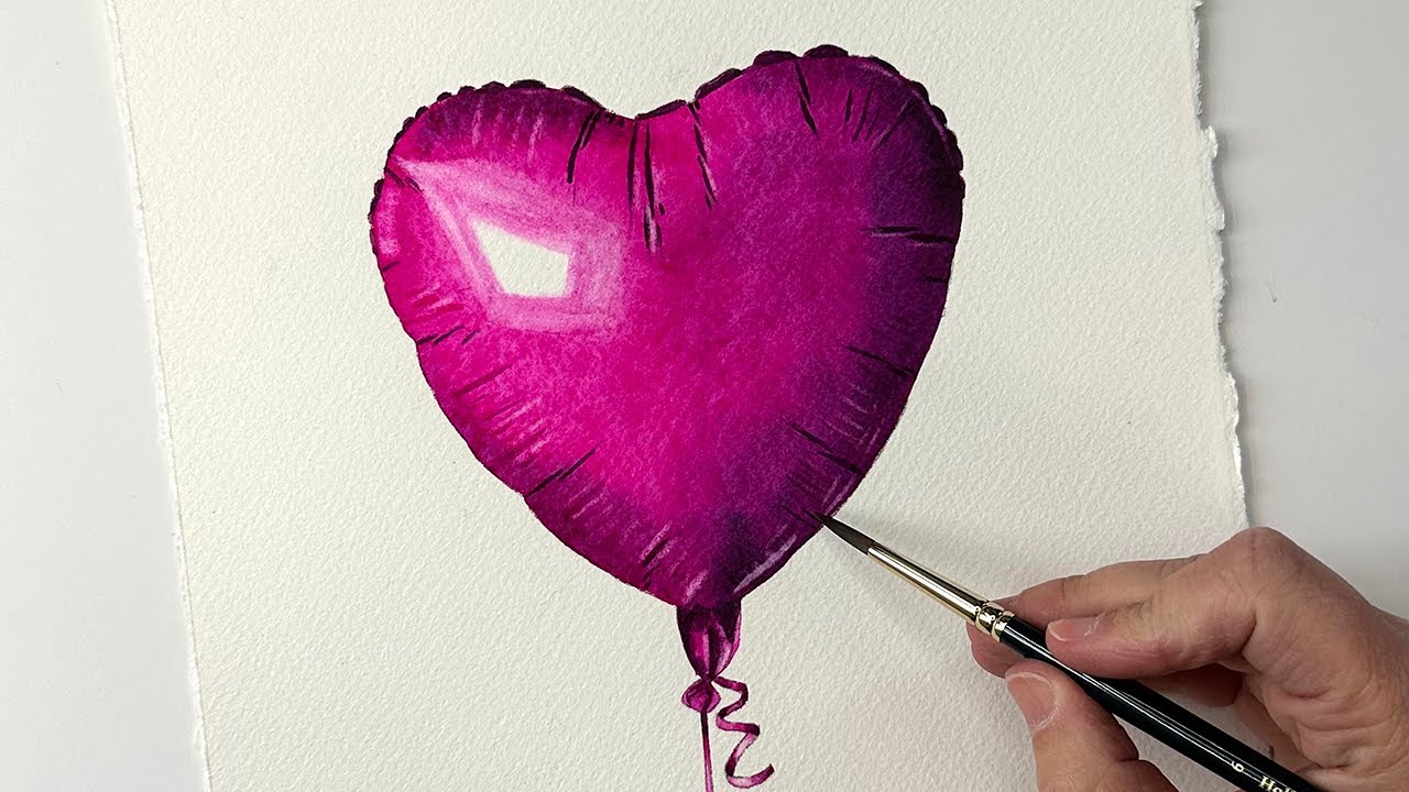 Valentine’s Day Heart Balloon Watercolor Tutorial