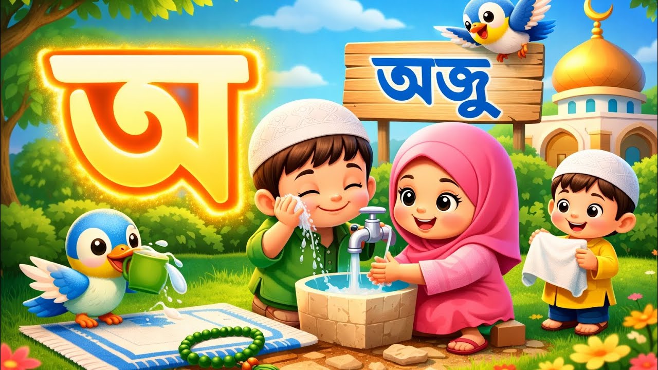 বাংলা স্বরবর্ণ | অ তে অজু | 3D Cartoon Kids Song | Nurani Bangla Learning