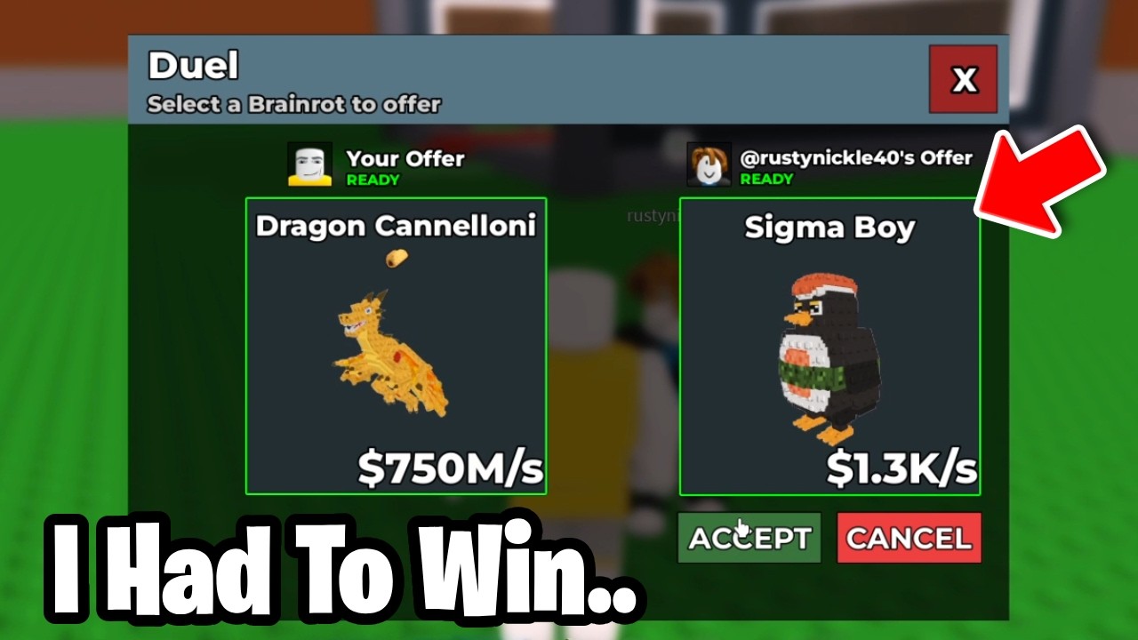 I Dueled Rustynickle40 to STEAL His Favorite Brainrot In Roblox..