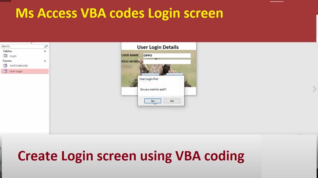 How to create User Login Form using Microsoft Access VBA Codes