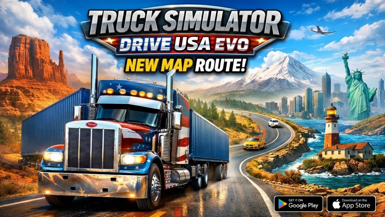 Truck Simulator Drive USA EVO : NEW MAP ROUTE! | Amezing Road Map #gameplay 