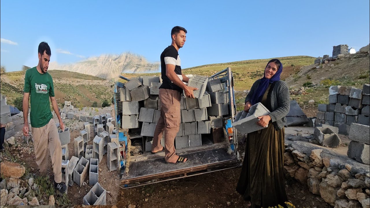  Real nomadic life, building huts in nature, moving from hot to cold mountains❤🏕🏞