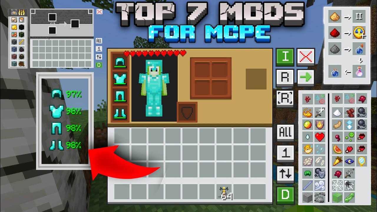 Top 7 Mods & Resources Pack For Minecraft || Armor Durability Mods Minecraft Pe