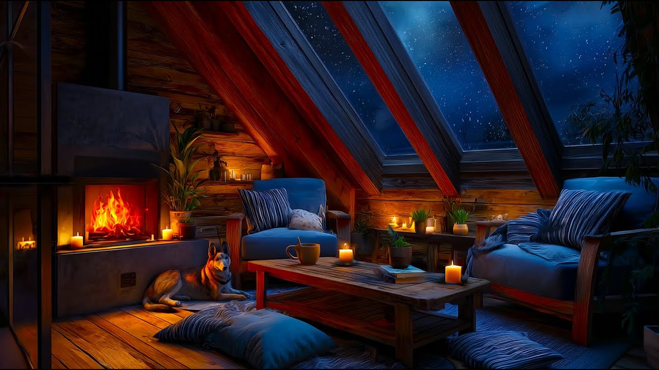 Cozy Cabin Rain & Thunderstorm 🌧️ Crackling Fireplace for Deep Sleep, Relaxation & Focus 🔥⚡