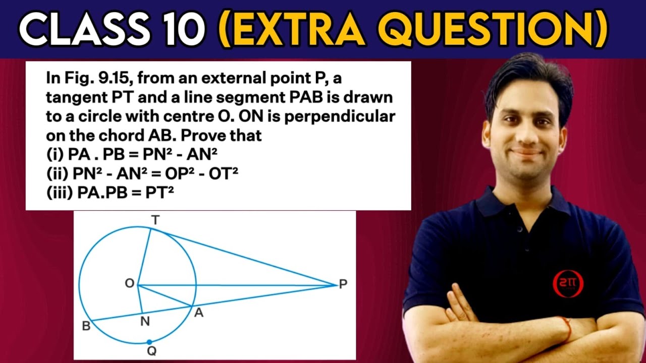 In Figure 9.15, from an external point P, a tangent PT and a line segment PAB is drawn to a circle