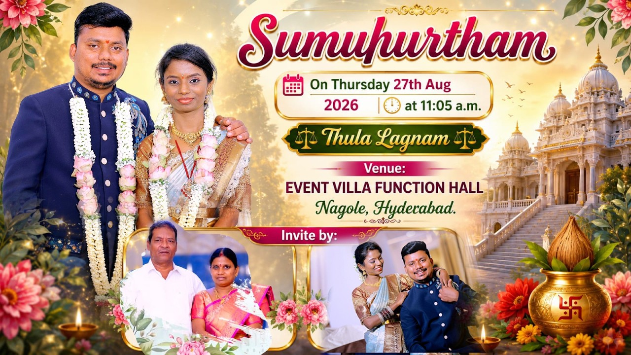 RAKESH weds SWETHA, Marriage Ceremony || Event Villa Hall Nagole, 27th Aug 2026 at 11:05 a.m.