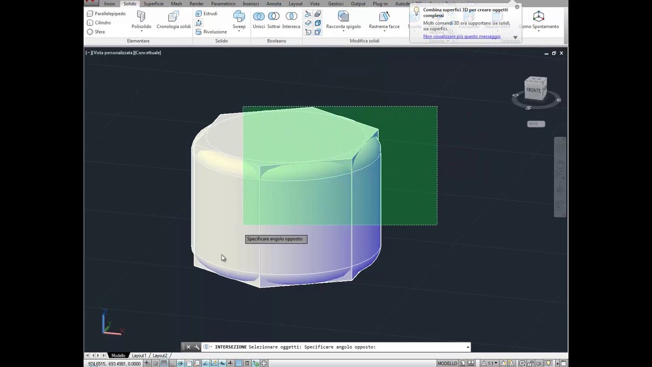 Operazioni Booleane - UNISCI - SOTTRAI - INTERSECA - AutoCAD