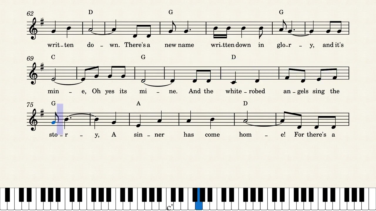 Easy Piano Hymn Tutorial: How to Play A New Name in Glory, Notes + Lyrics