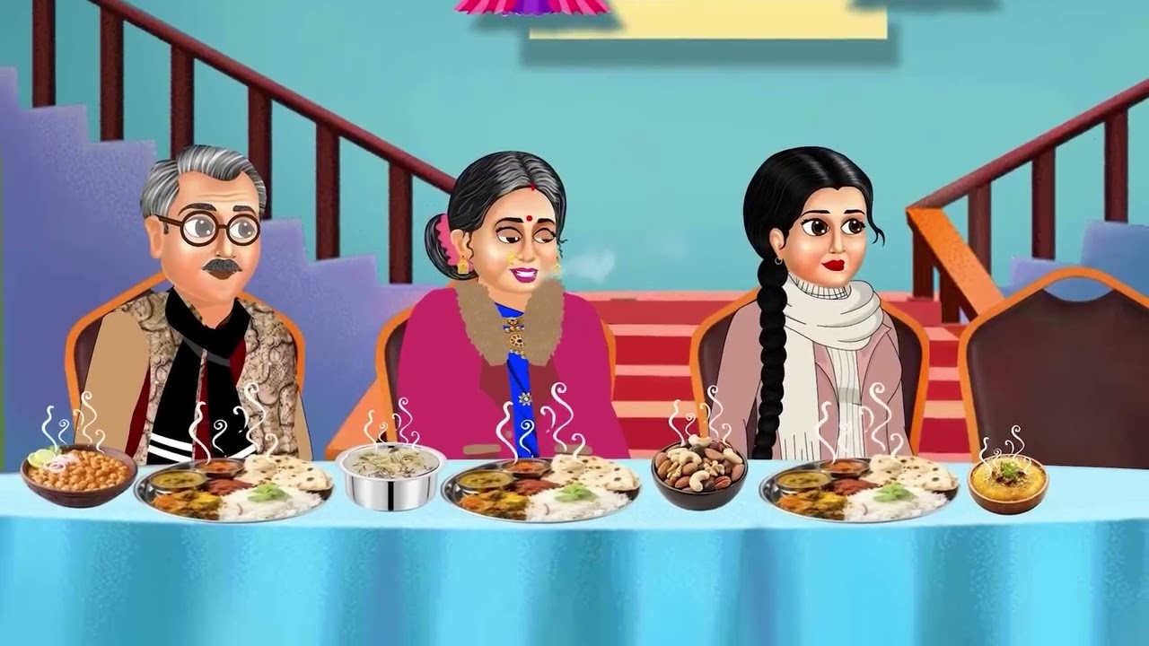 ठंड में  सुबह 4: बजे खाना खाने वाला ससुराल cartoon video