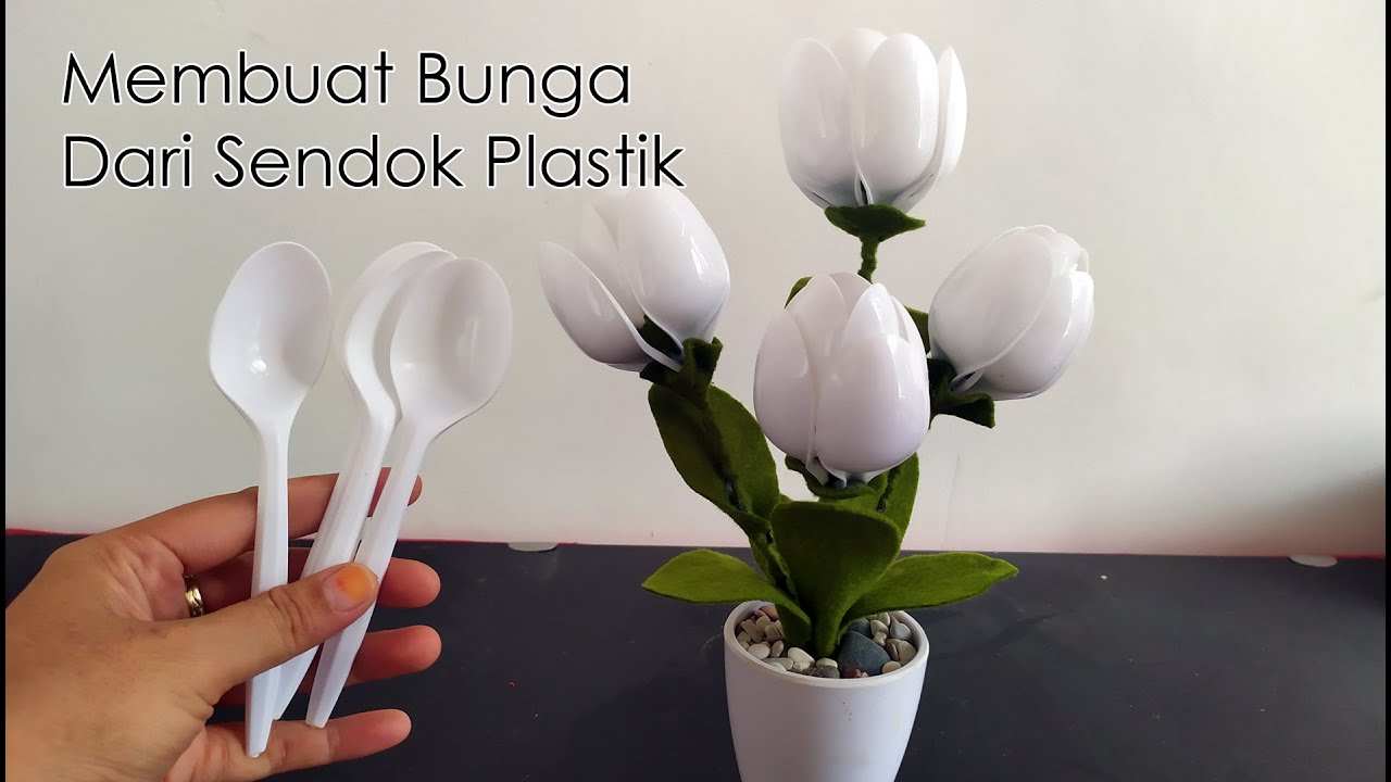 Cara Membuat Kerajinan Bunga Tulip dari Sendok Plastik dan Flanel - Kerajinan dari Sendok Plastik