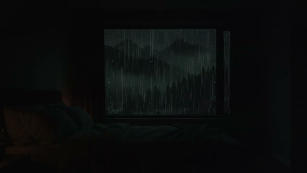 Rainfall in a Dark Bedroom | Soothing Night Sounds for Sleep