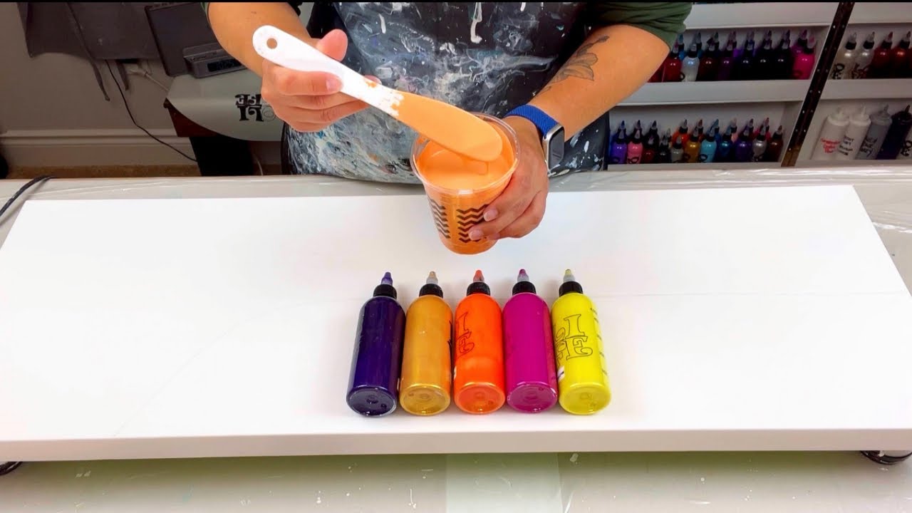 # 458 - FIREWORKS 🎇 Peach 🍑 Colour Split Blow Out! ~ Acrylic Pour Painting