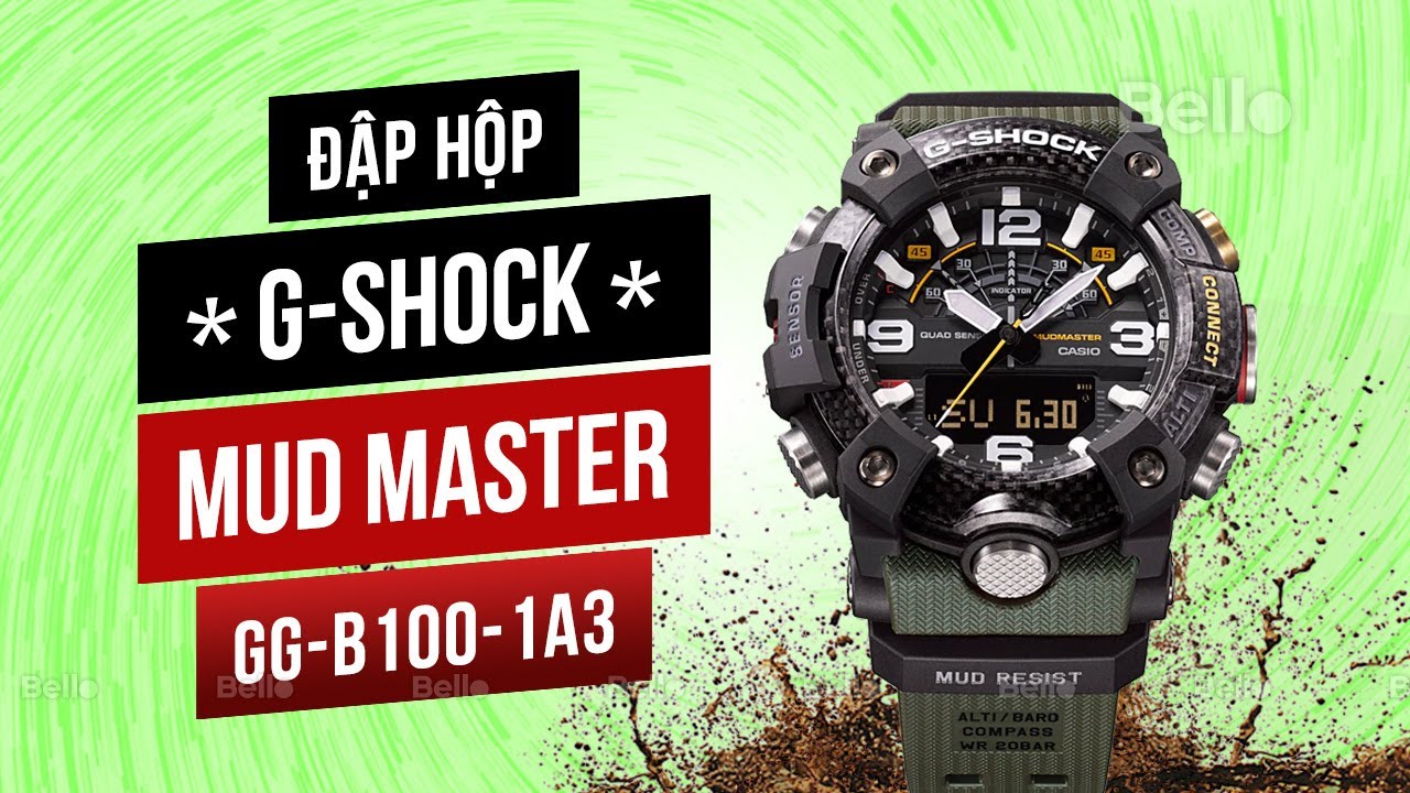 Đập hộp G-Shock Mudmaster đỉnh cao GG-B100-1A3 với cảm biến bộ tứ đo nhiệt độ, độ cao, la bàn số...