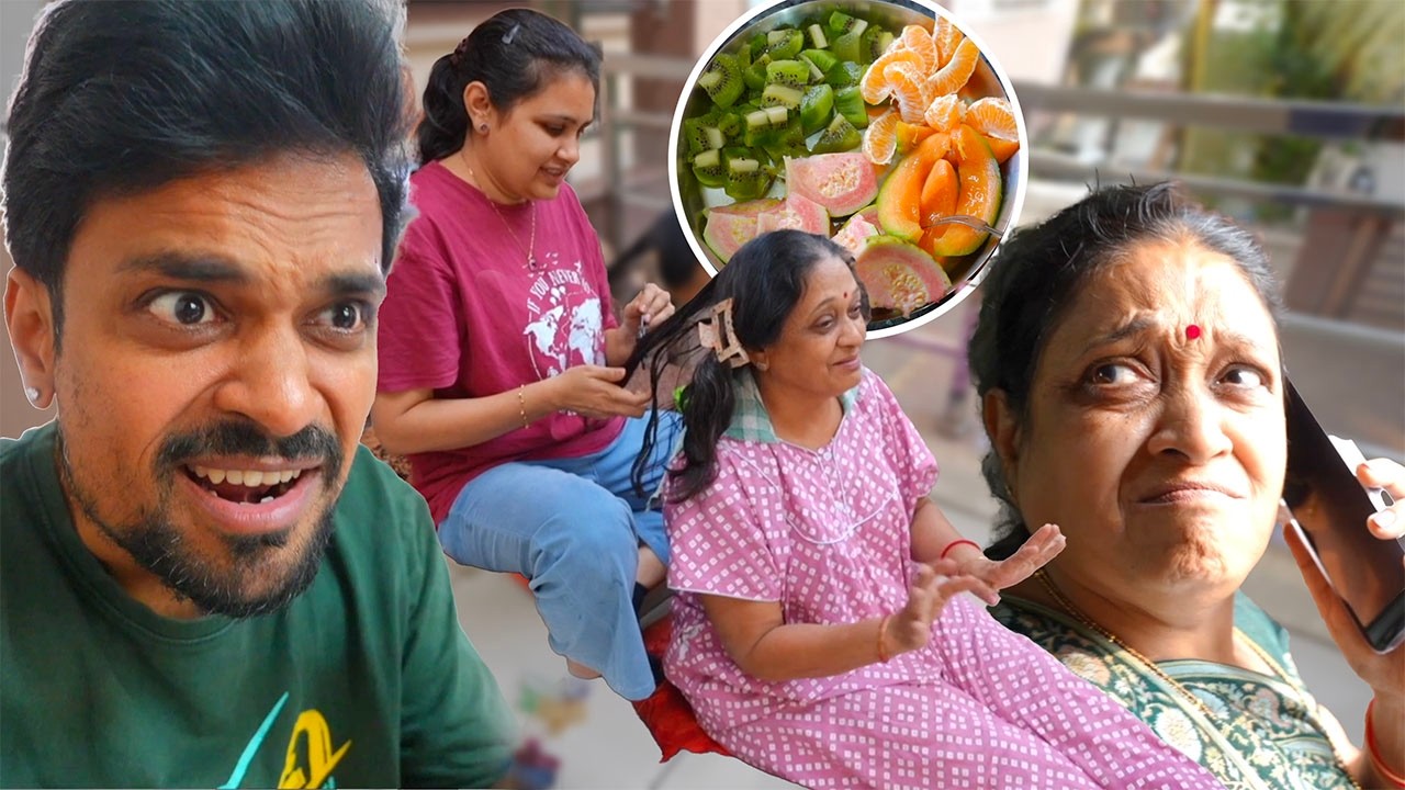 Sarika chalala ja rahi hai aur haath mein glows pehne bina mummy ko hair dye kar diye ! 