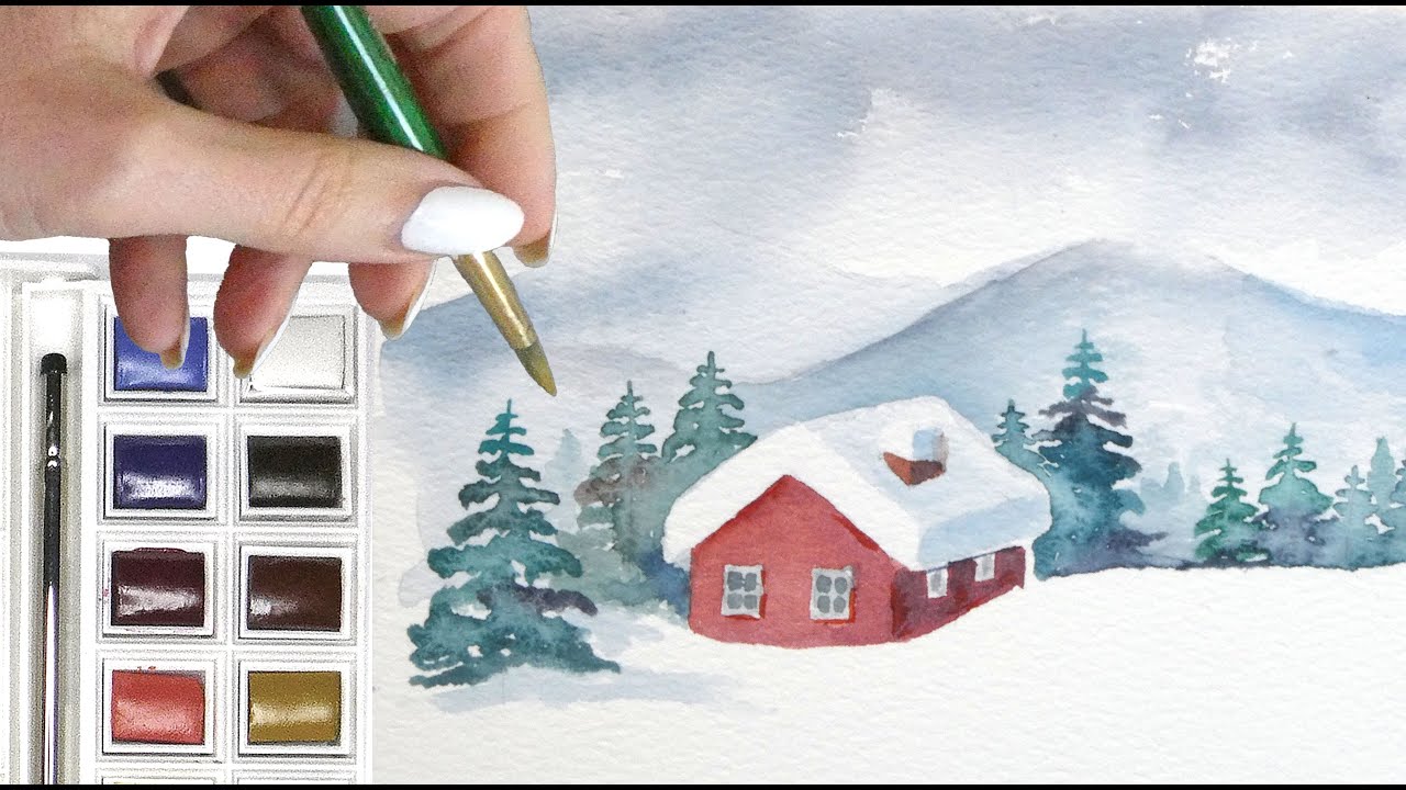 Il bianco senza usare il bianco – La neve ad acquerello - Paesaggio