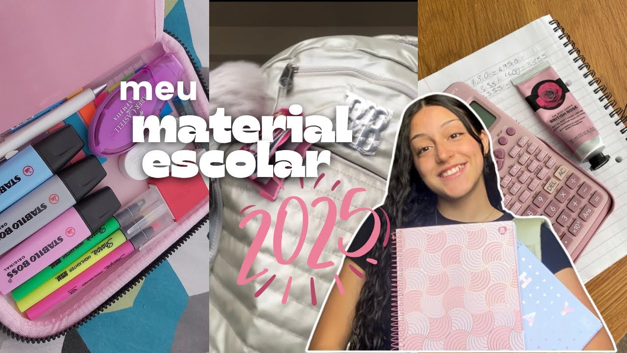 mostrando meu material escolar 2025 completo!! | cadernos, mochila, canetas, tudo!