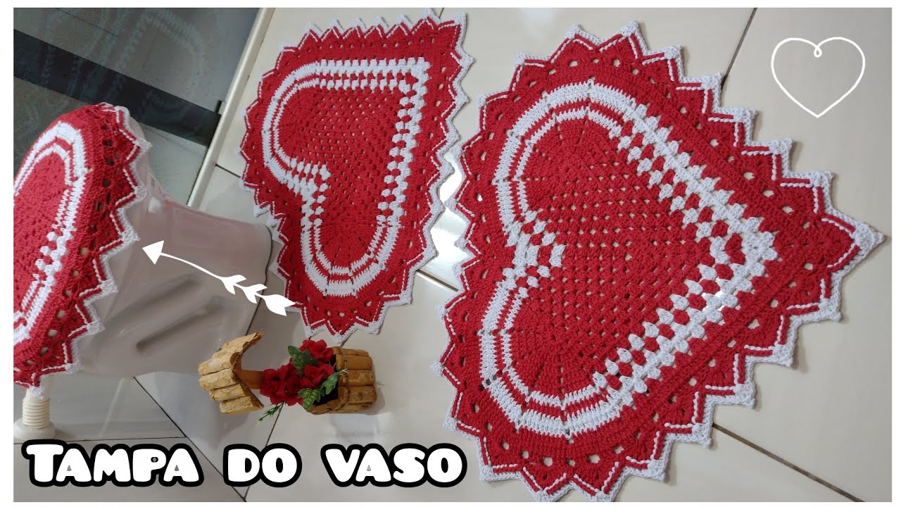 Jogo de banheiro de Coração Irene _ Tampa do Vaso vídeo aula DESTRO 