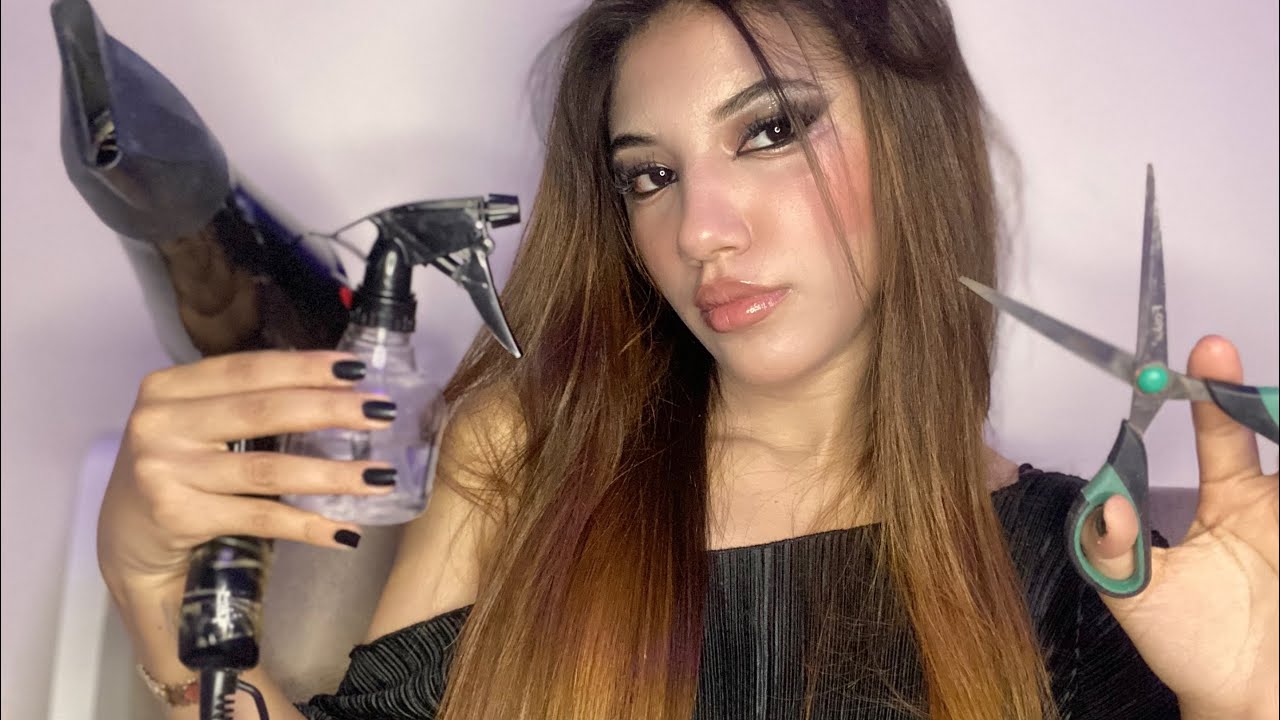 ASMR Haircut & Blow Dryer ✂️🪮🎀🖤(Fast & Aggressive - Soft Spoken)