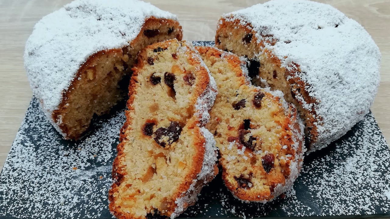 كيك شتولن بالجبن الكريمي. اشهر مخبوزات أعياد الميلاد في ألمانيا. Quarkstollen. Weihnachtsgebäck