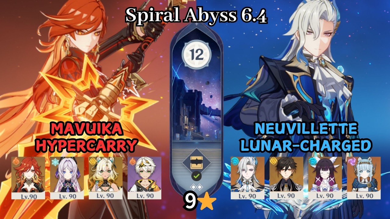 C3 Mavuika Hypercarry & C0 Neuvillette Lunar-Charged | Spiral Abyss 6.4 Luna V | Full Star Clear