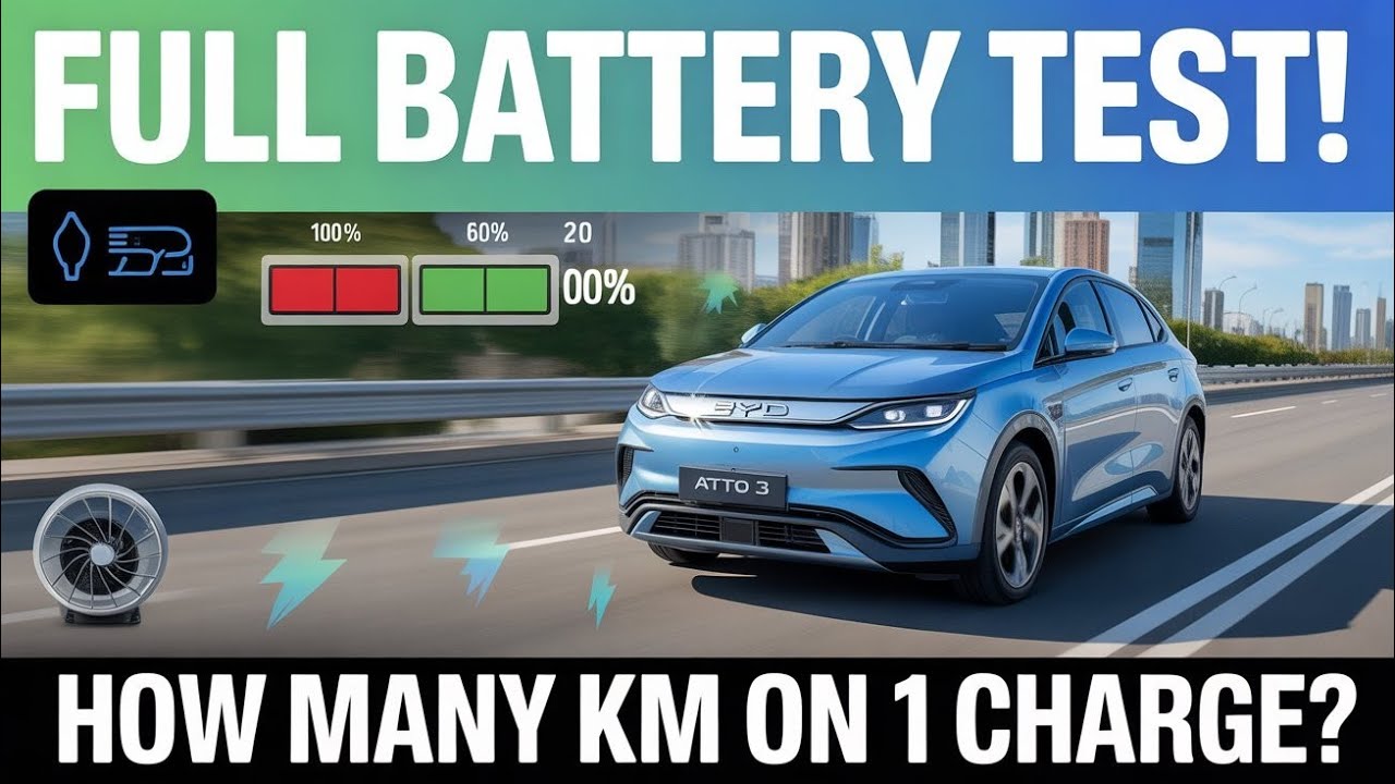 BYD Atto 3 Full Range Test | 100% to 0% Battery | Long + City Drive with AC ON