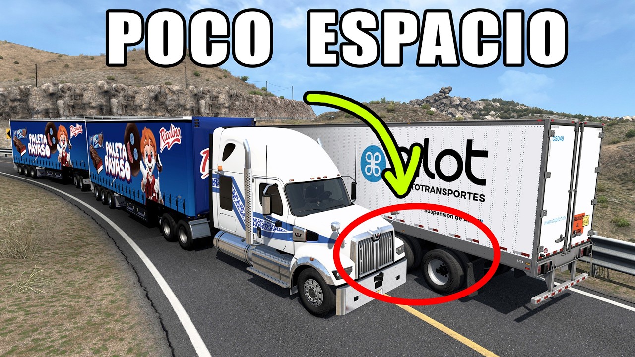 Camión DOBLE Trailer LARGO por Ruta Estrecha WesternStar 49X Ricolino American Truck Simulator