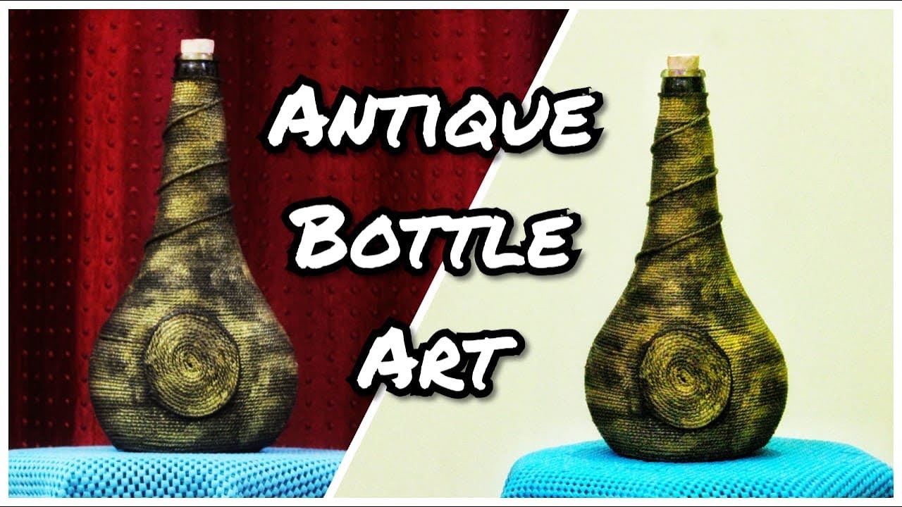 Antique bottle art | bottle art by using thread
