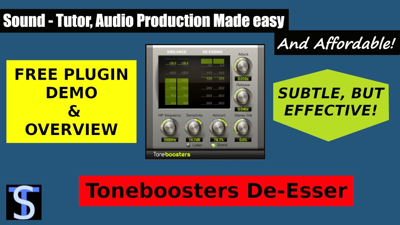 A demonstration and overview of the FREE plugin Tonebooster De-esser