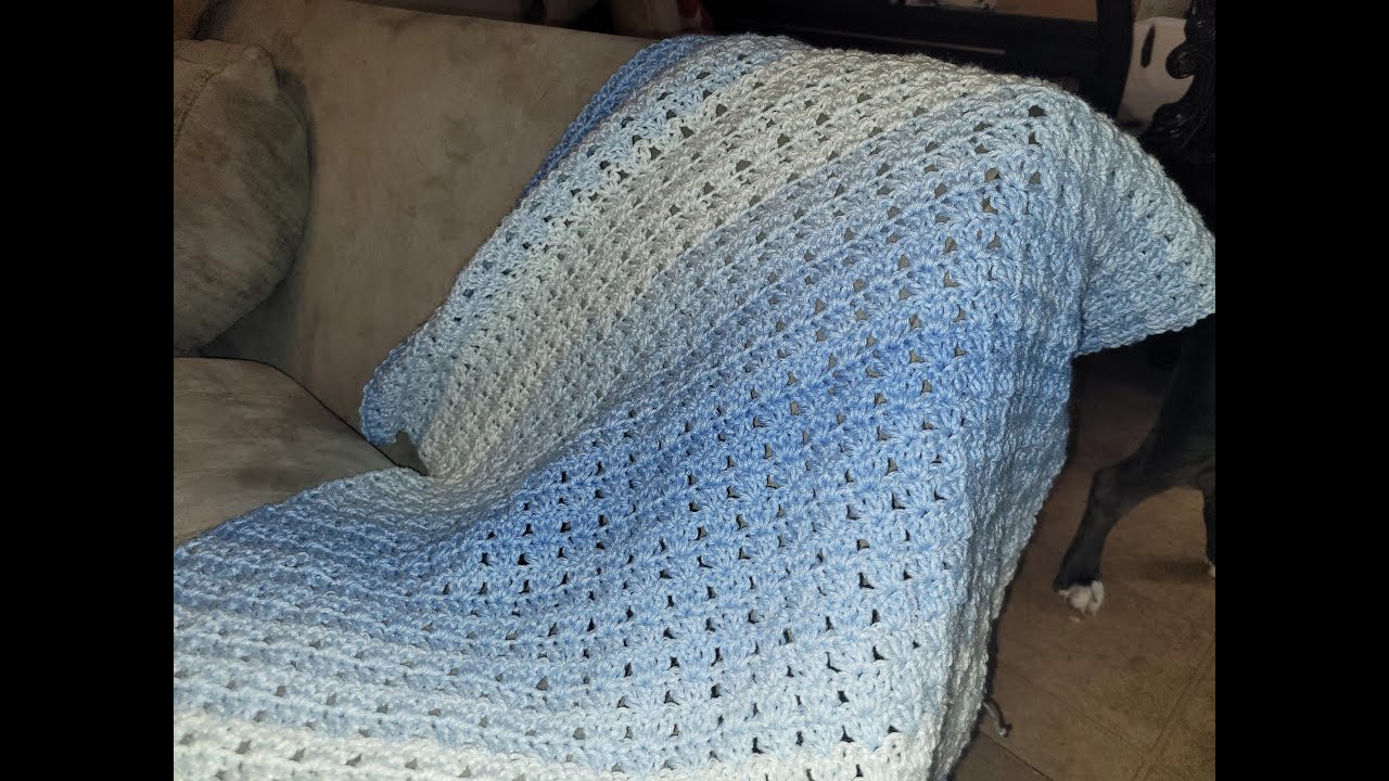 Easy One Row Repeat Shell Crochet Blanket