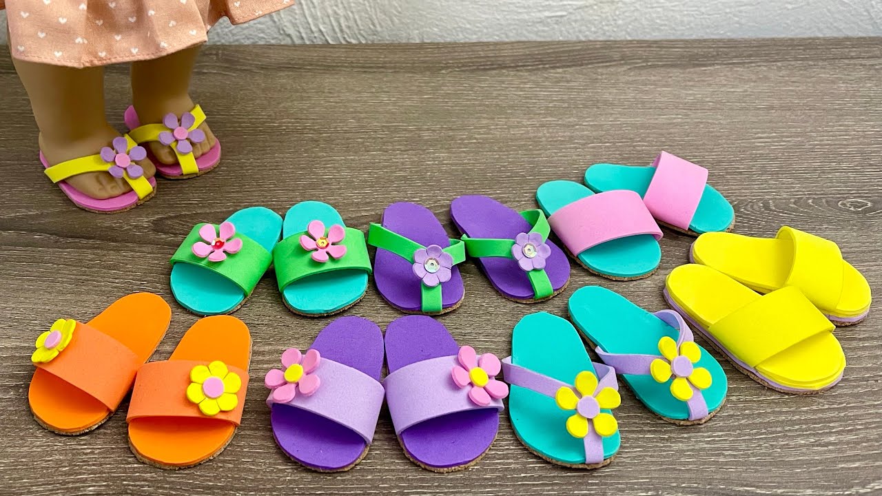 Summer flip flops and sandals for 18inch doll |HappyBnkkyCraftymom