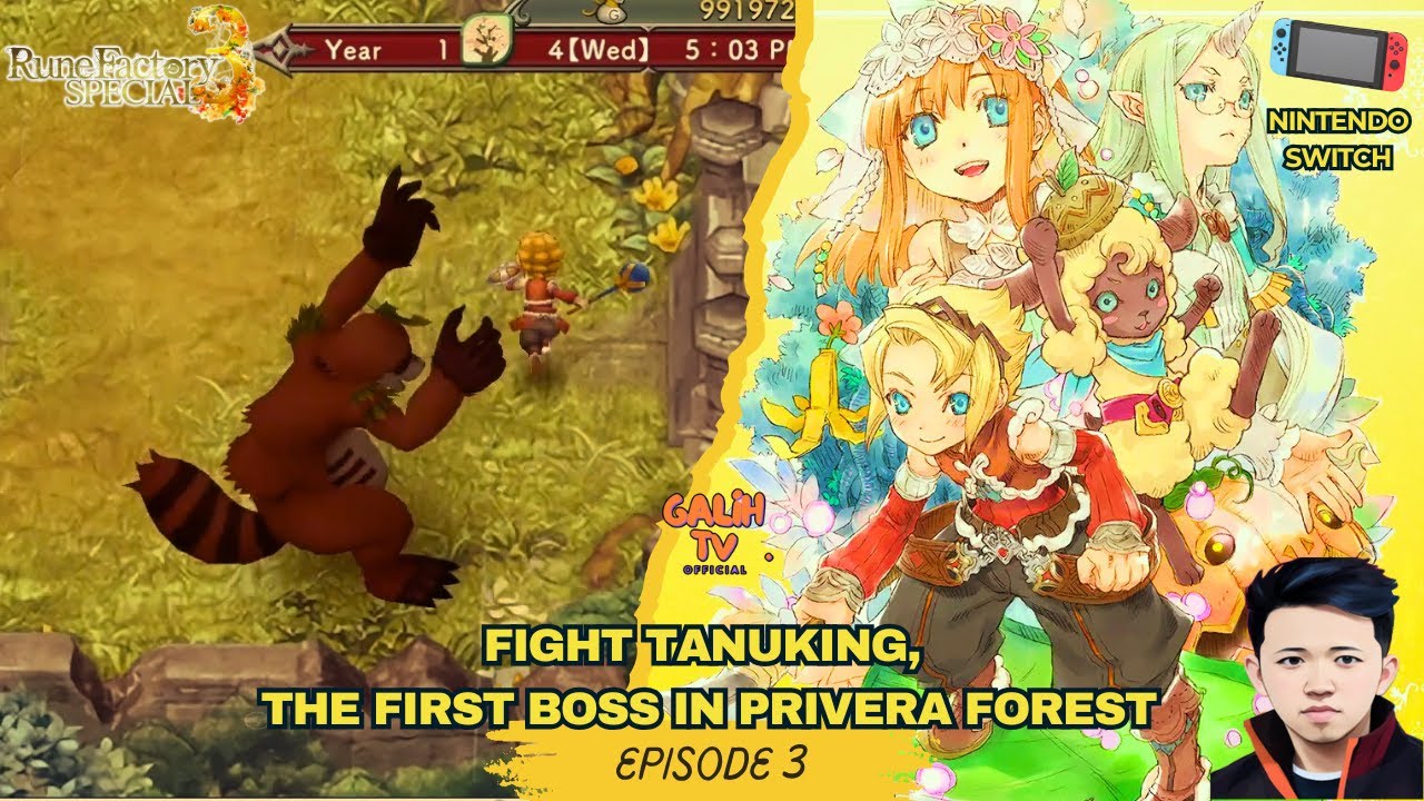 EP3 | Fight Tanuking, the First Boss in Privera Forest | Rune Factory 3 Special Nintendo Switch