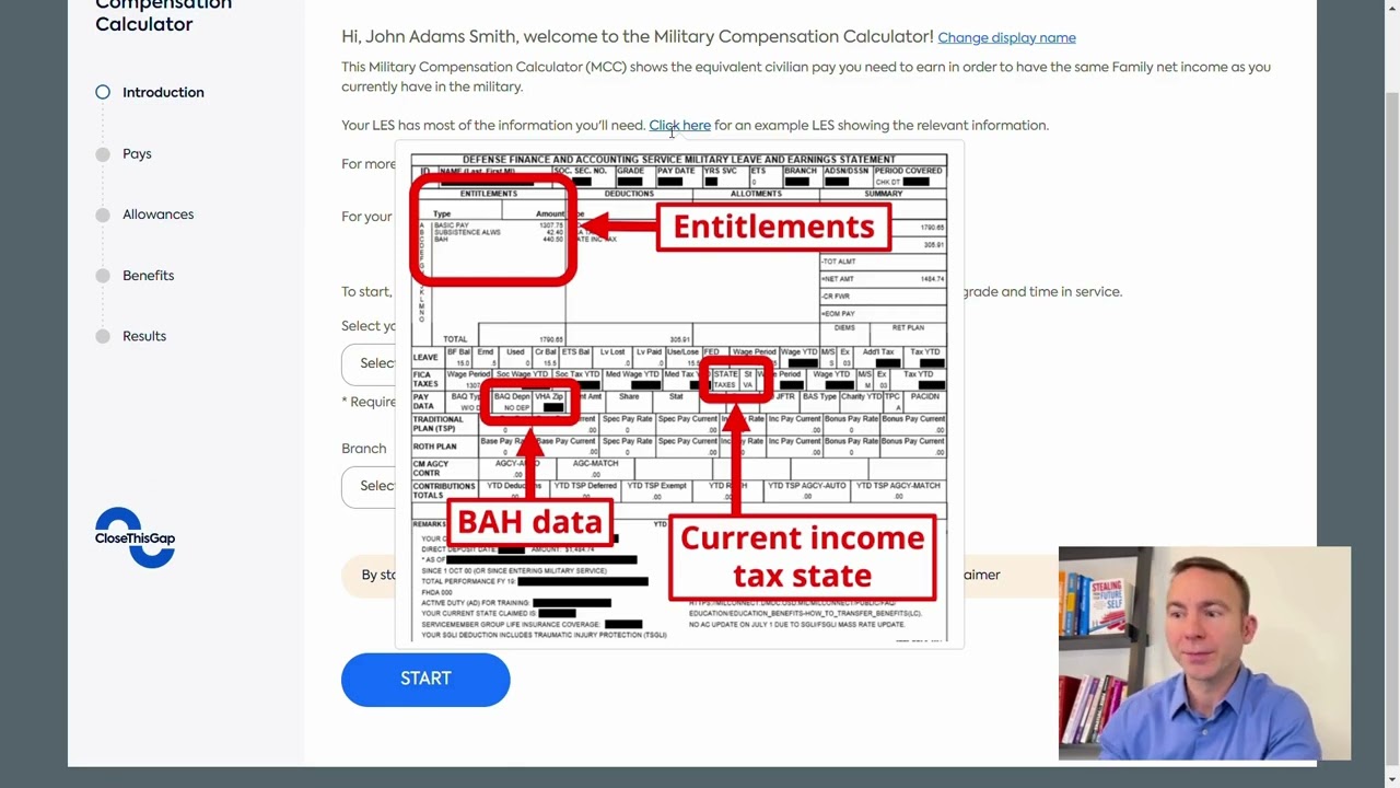 Military Compensation Calculator - Step 1 (Introduction) - instructional video
