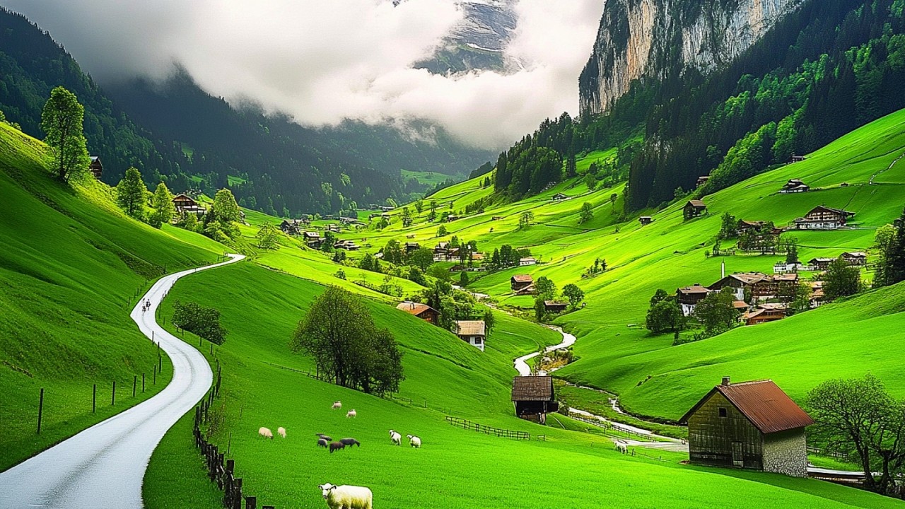 Switzerland’s Wonderland: A Beautiful Rainy Day in Swiss Villages Countryside