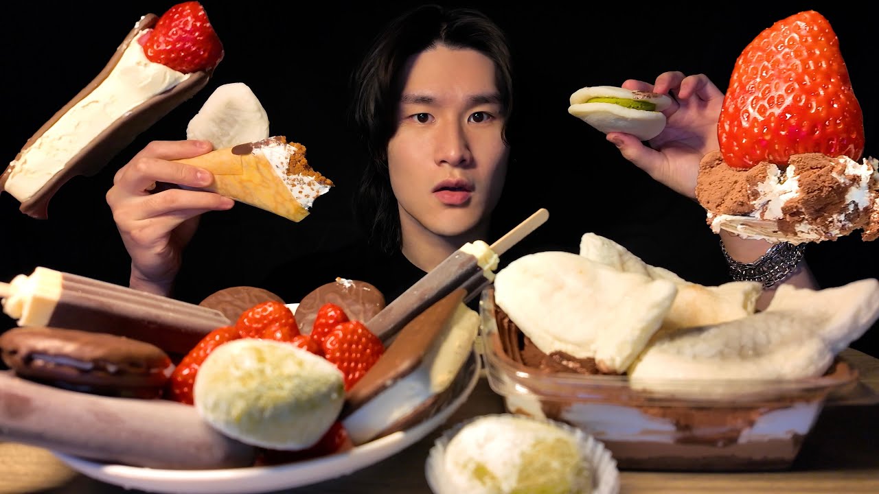 SUB) Замораживаем ВСЕ сладкие десерты! 🍓❄️Шоколадное мороженое, тирамису, тайяки иMUKBANG ASMR