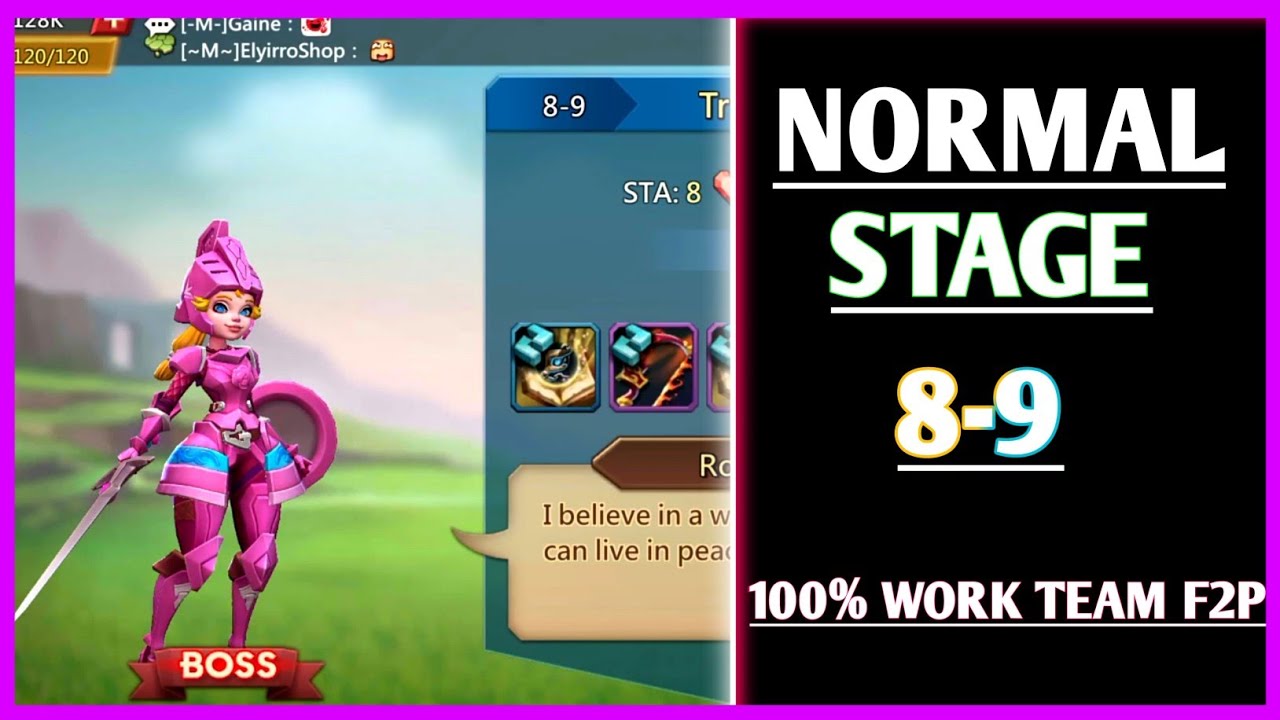 Lords mobile normal stage 8-9 F2P|Trail of the rose normal stage 8-9 Dream gamer