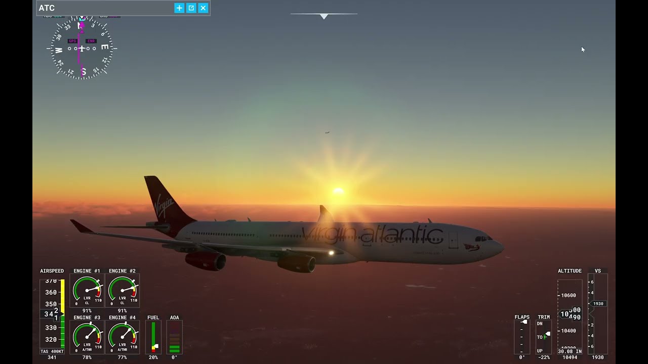 Virgin Atlantic Airbus A340-300 Atlanta to London Heathrow - Take off - MSFS20