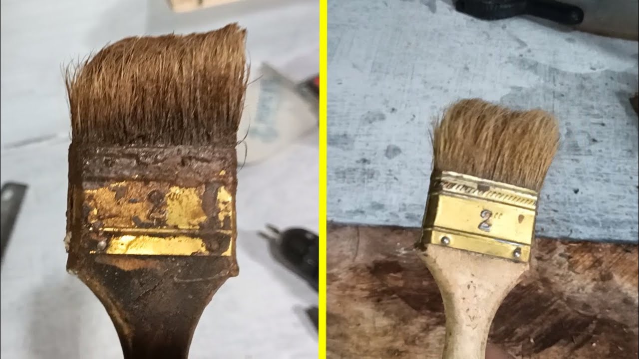 cara membersihkan kuas cat minyak yang keras||Restorasi #3