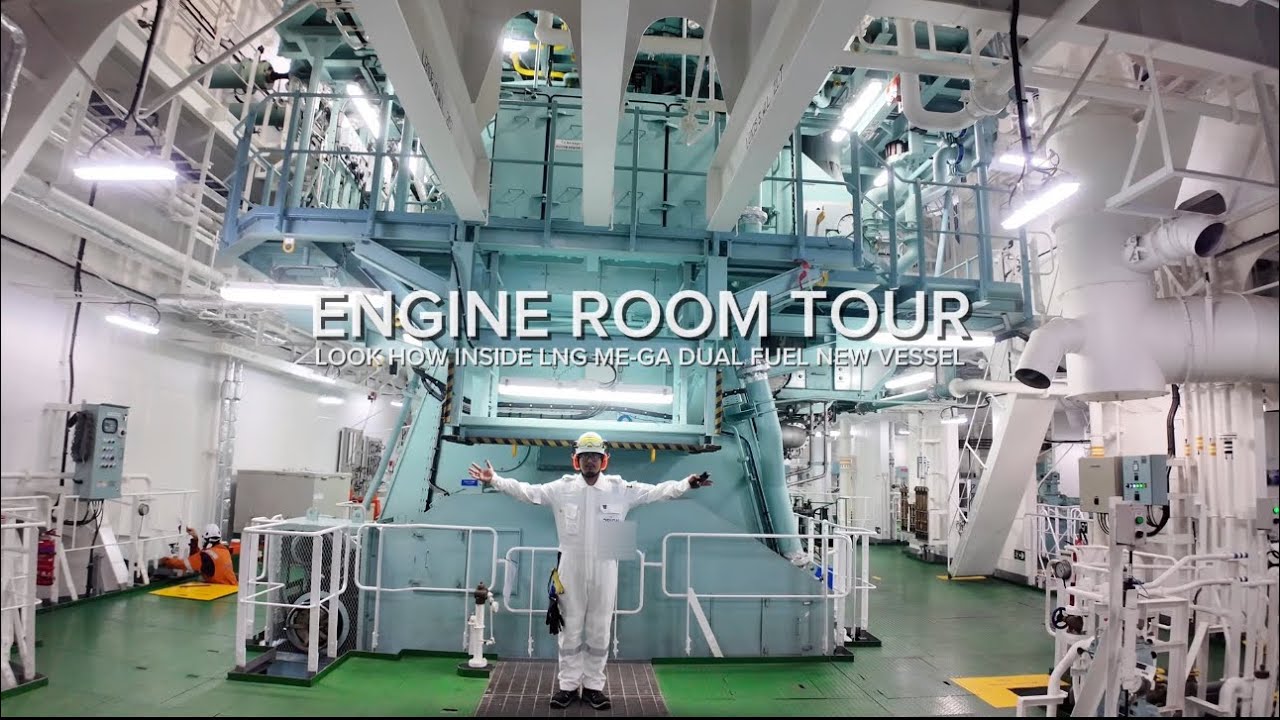 INSIDE THE ENGINE ROOM OF A 300M LNG ME-GA VESSEL | NEW LNG SHIP DESIGN 🚢🚢🚢