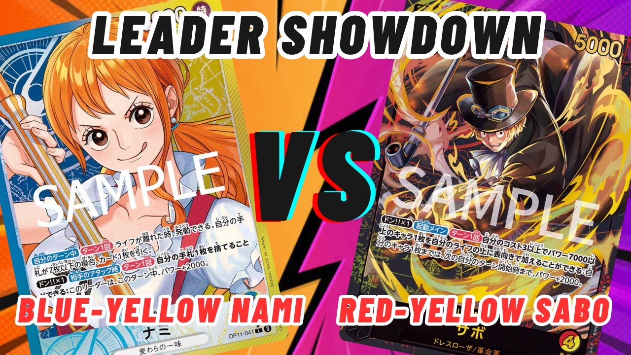[One Piece Card] Leader Showdown!! Blue-Yellow Nami vs Red-Yellow Sabo!!