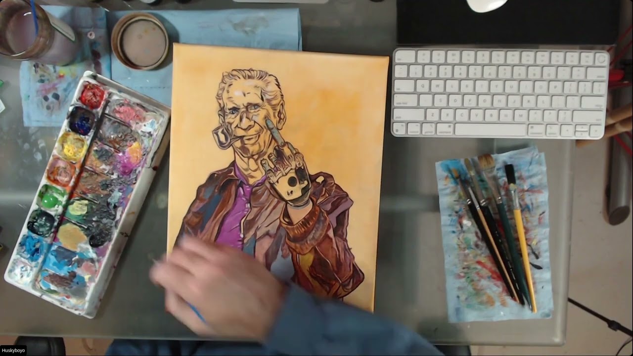 Acrylic Painting of a Man With A Bionic Hand