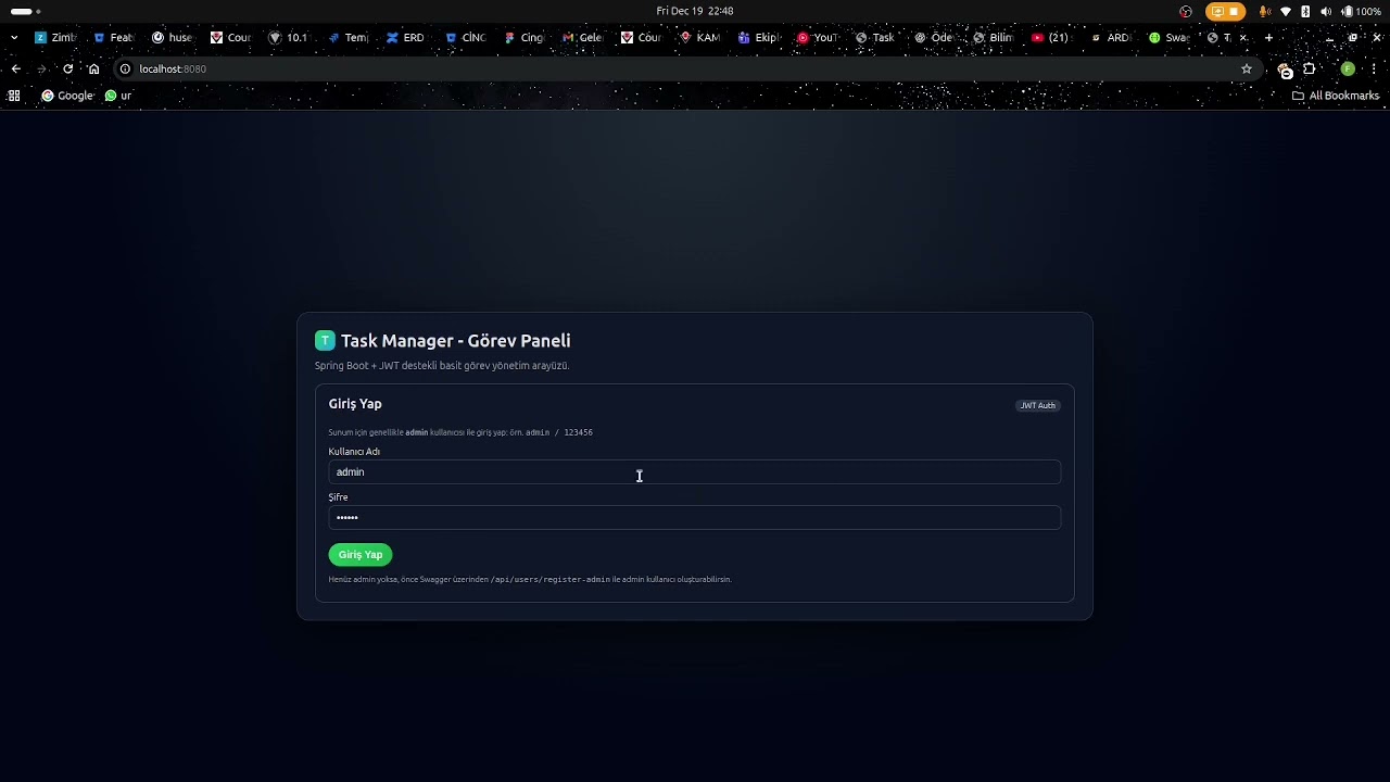 Task Manager Project (RBAC, JWT and Spring Boot) - Bilimsel Araştırma Yöntemleri Ders Projesi