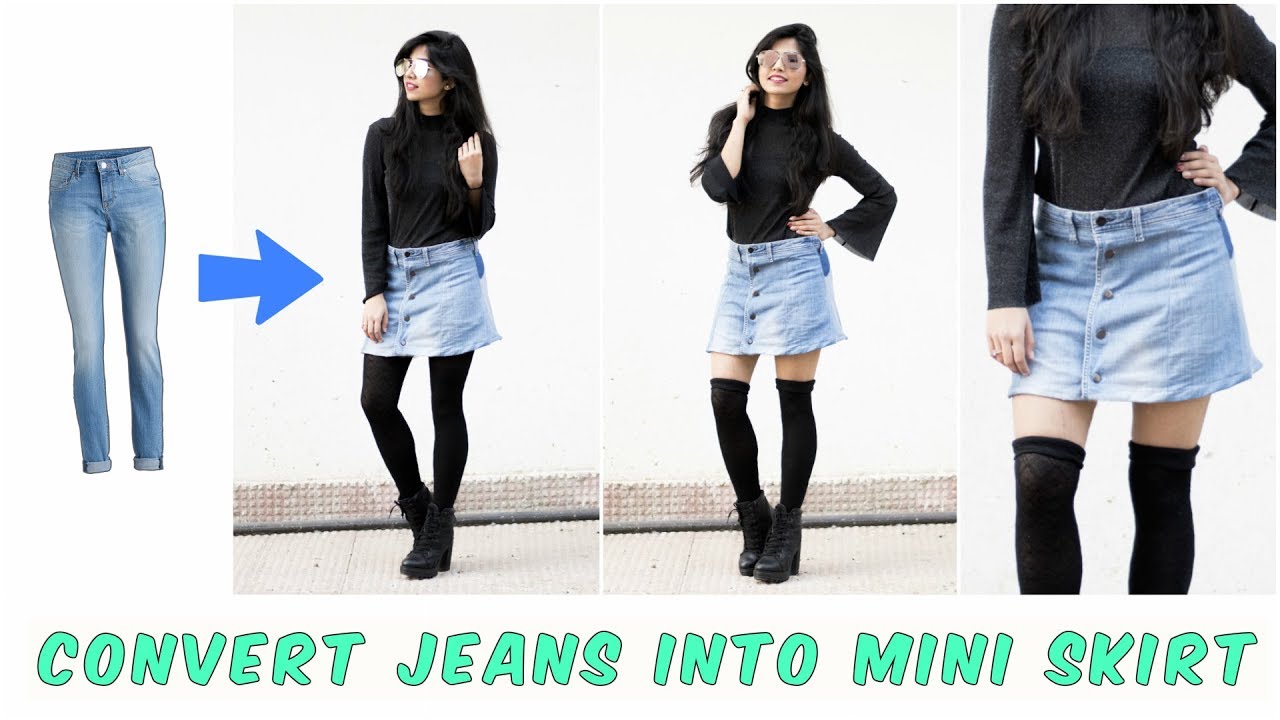 DIY: Convert Old Jeans Into Skirt| In 10 minutes