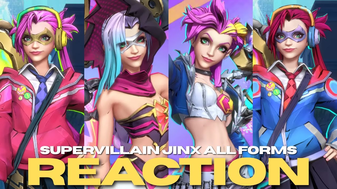 Reacting To Supervillain Jinx ALL FORMS Spotlight! | Wild Rift