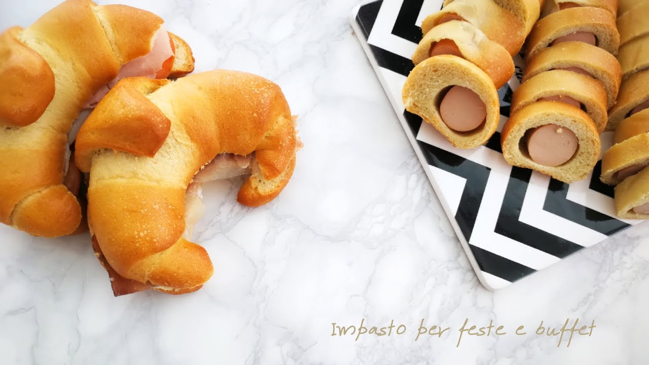2 IDEE PER FESTE E BUFFET: CORNETTI SALATI E ROLLO' CON WURSTEL- Ricetta impasto base rosticceria