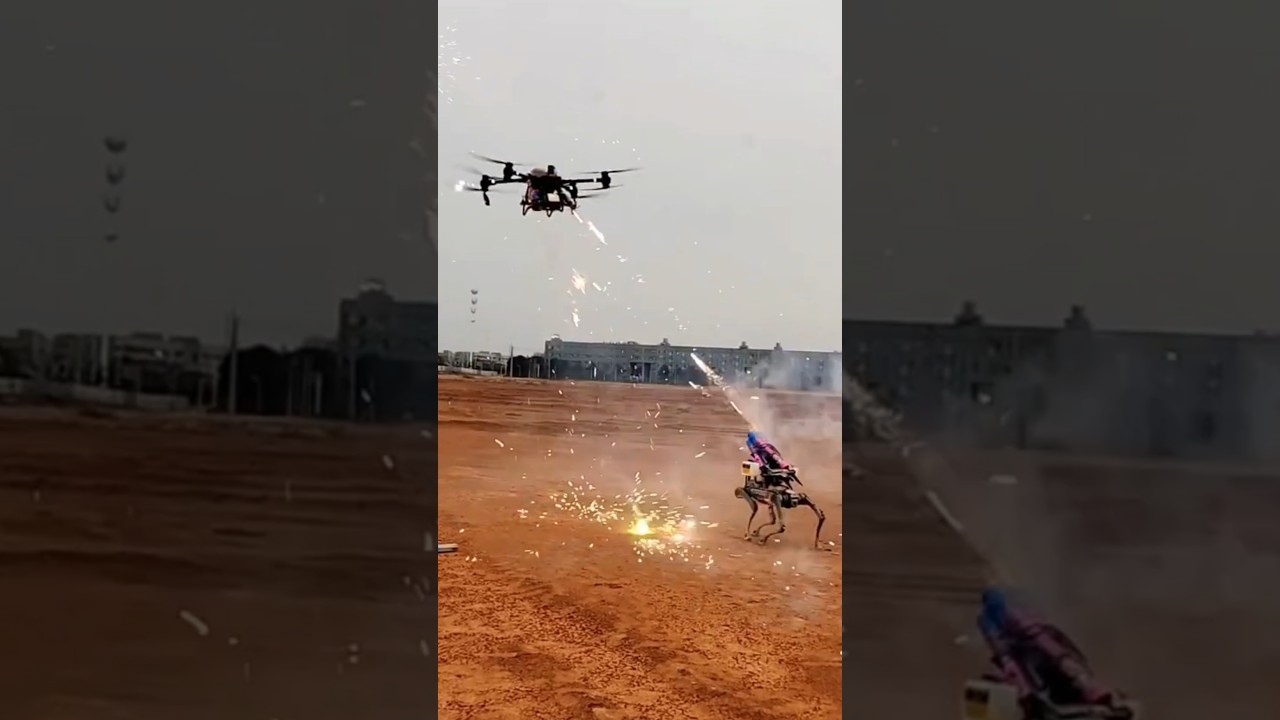 Shocked! The Future War is coming, Unitree Robot Dog Vs Aircraft Drone. #unitree #drone #robotics