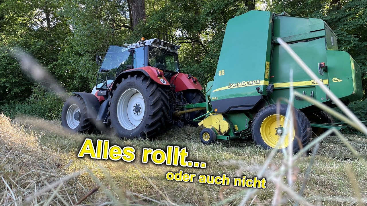 1. Schnitt Rundballen pressen💥  - Bruch am Schwader und gestörter Bahnübergang 🤦‍♂️
