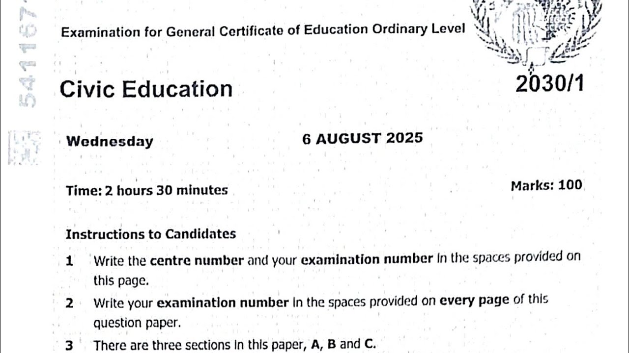 Civic Education (2025 GCE)_ Section C PART (II) Exam revision questions and answers