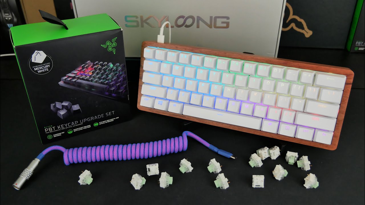 Custom Wood GK61, Kailh Box Jades, & Razer PBT Keycaps!!! || Review & Sound Test