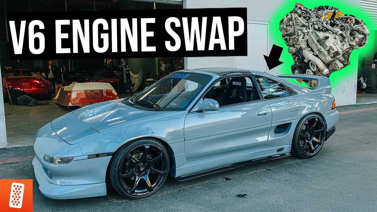 Replacing the V6 MR2's Blown Engine in 21 minutes. (2GR-FE)